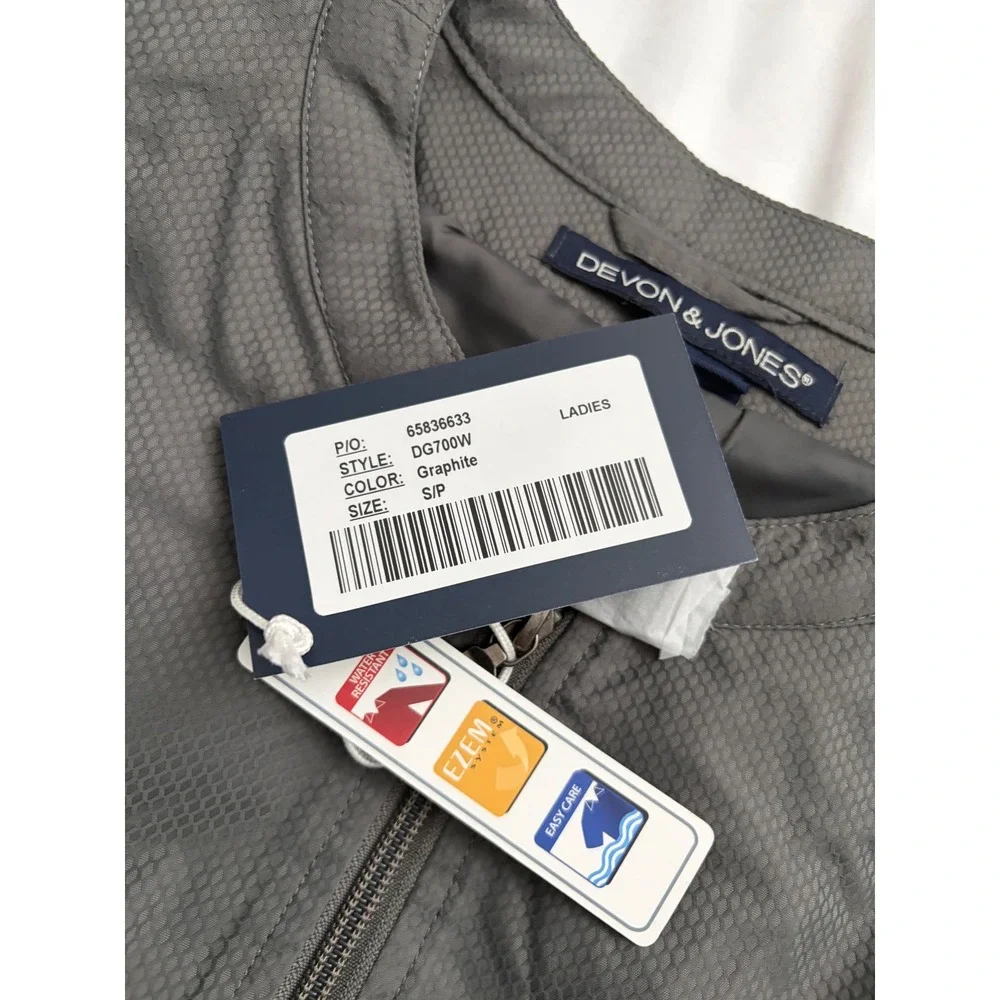 Devon & Jones Graphite Lightweight Full Zip Jacket Ladies S Water‎ Resistant NWT
